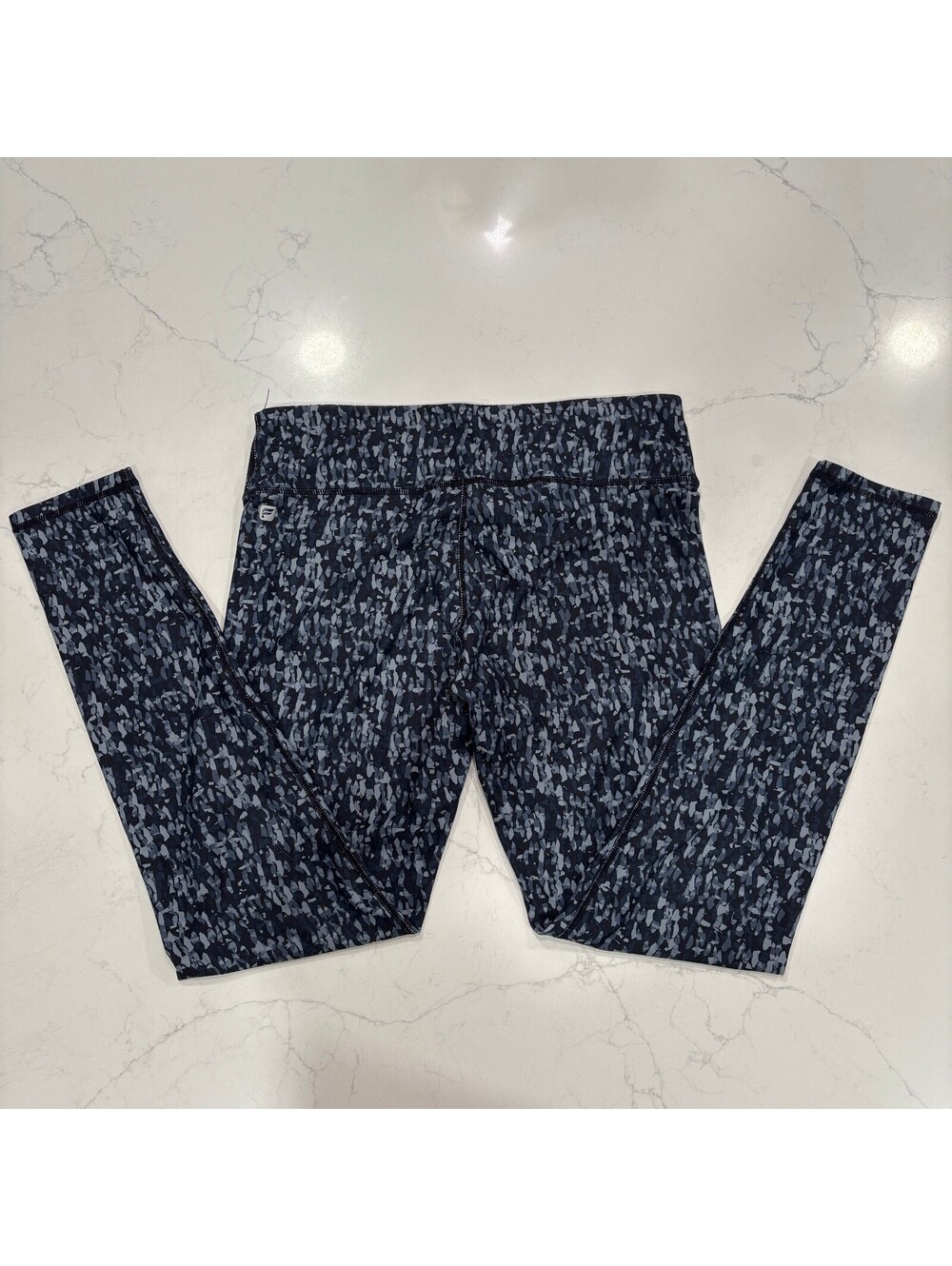 Fabletics PowerHold Leggings Gray Black Abstract Print Yoga Pants Women's M